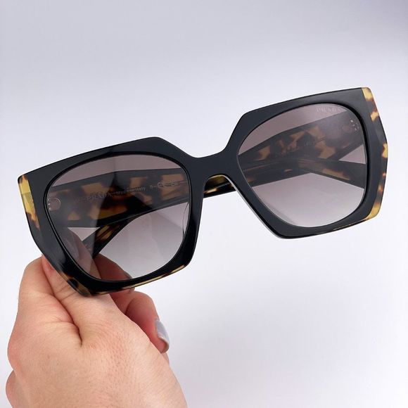 Prada PR15WS 3890A7 Sunglasses Black Tortoise Gray Square Women - Picture 11 of 12